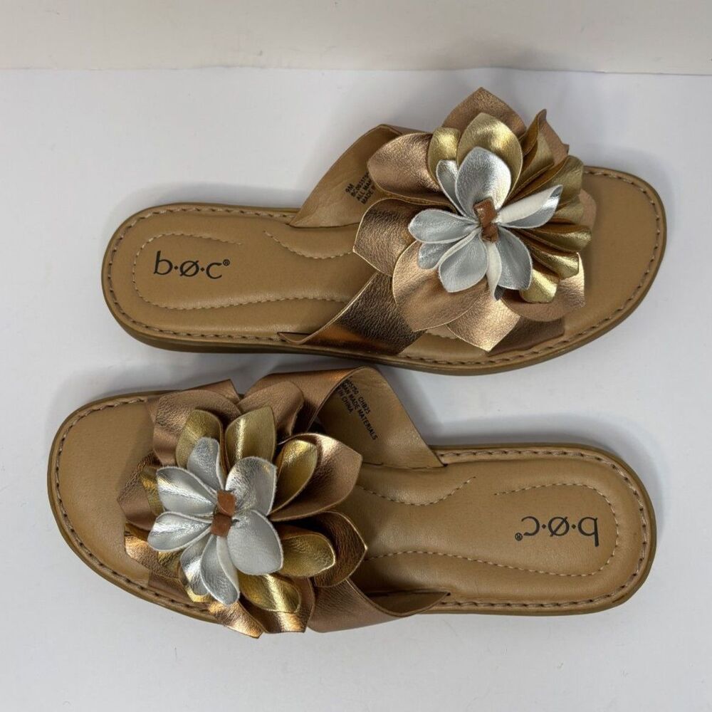 b.o.c Kasia Tan Multicolor Metallic Slide Sandal Cushioned Footbed Womens - Picture 4 of 8